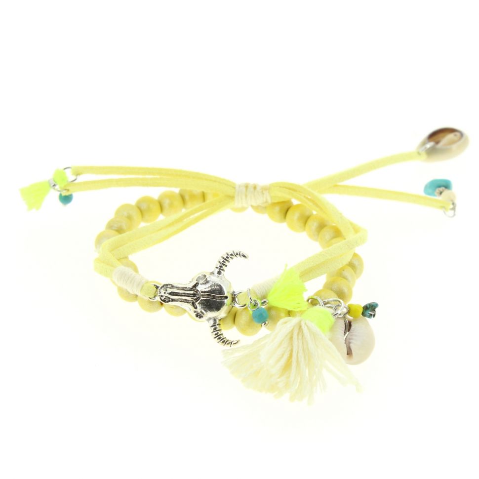 bracelet cordons, colombe et strass Jaune - 10628-40622