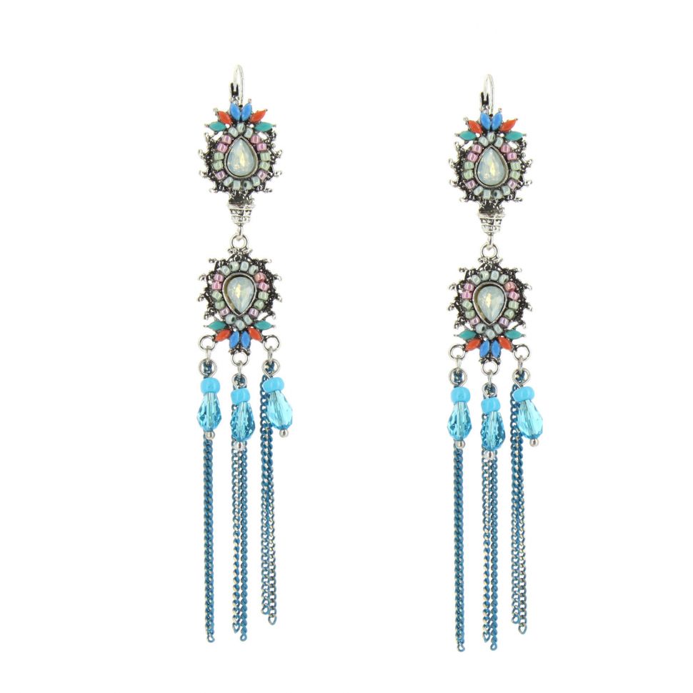 Sigbritt pendant earrings Blue - 10630-40634