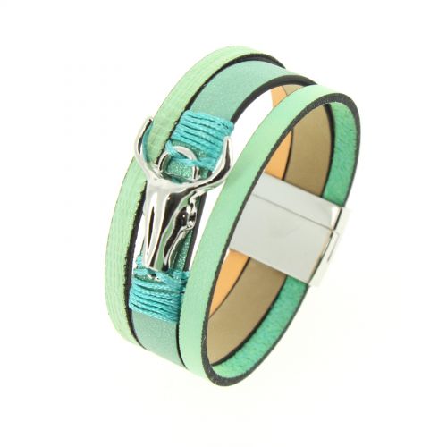 Mina-Amina leatherette bracelet Vert - 10669-40808