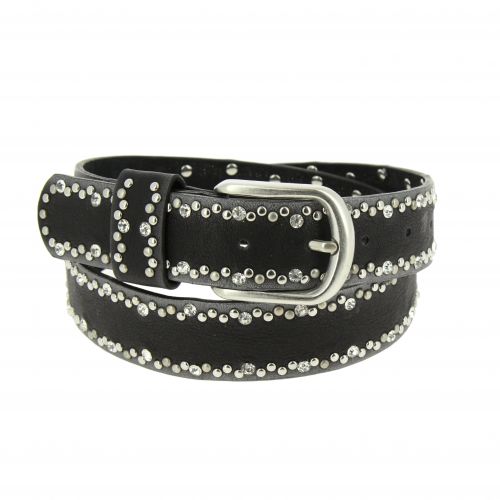 Strass and studded leather woman belt, CAPUCINE
