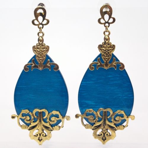 Boucles d'oreilles BOS-9, acrylique et métal Bleu Bleu - 1767-4274
