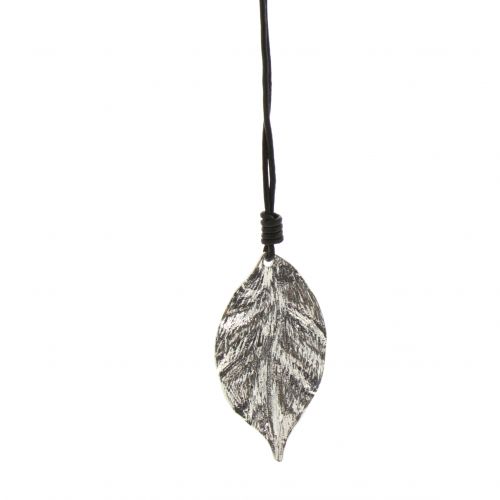 Leaf and leather Long Necklace, ELYANA