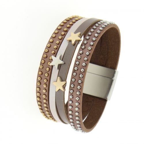 Bracelet cuff star leather MAHE