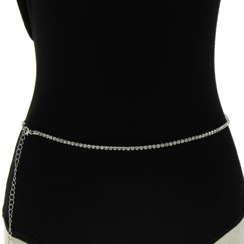 Woman's Lady Fashion Metal Chain Style Belt with strass, body chain jewel, ENEA