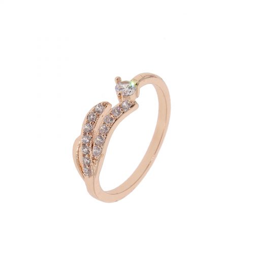 Copper Ring Wing zirconium crystal golden with gold, KAYLINE