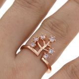 Copper Ring Tree of Life zirconium crystal golden with gold, ESILA