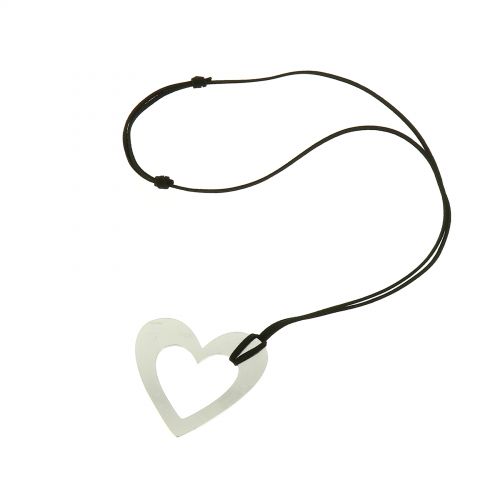 Lange Damen-Halskette mit Herz Anhänger aus Edelstahl, HELYNA