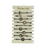 Pack de 10 x bracelets élastiques Acier inoxydable sur présentoir en bois