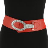 Wide Waist Elasticated Woman Belt, strass buckle, CARLA