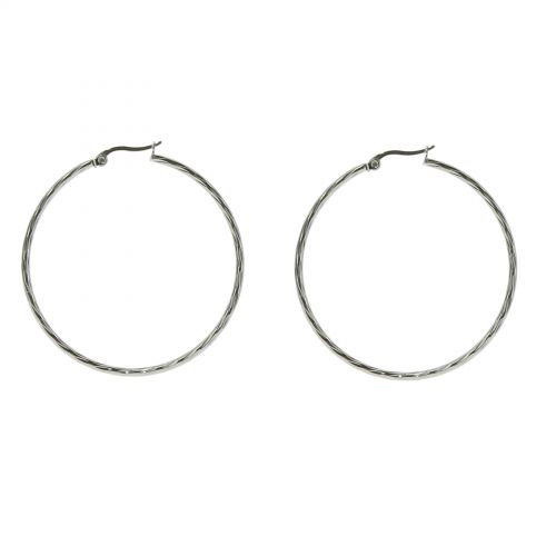 45mm creole earrings, Stainless steel AMBRE