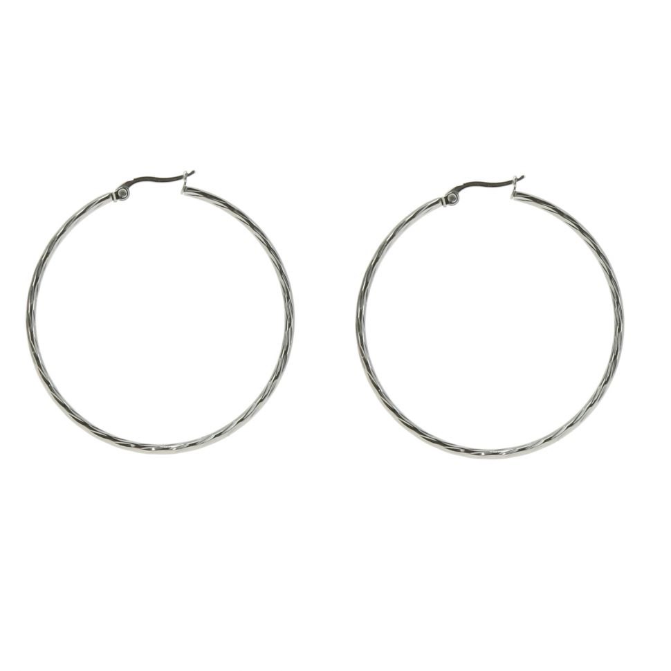 45mm creole earrings, Stainless steel AMBRE