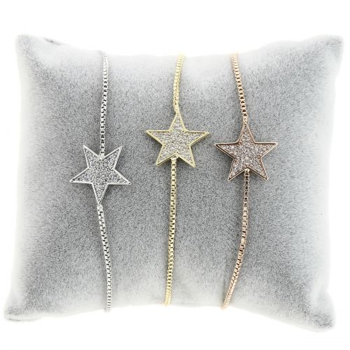 Bracelet Cubic Crystal Zirconia Gold Golden Adjustable Star for Women and Girls, FLEURY