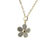 Collier fleurs strass, 7698 Or
