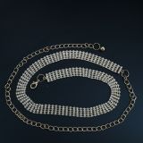 Woman's Lady Fashion Metal Chain Style Belt with strass, body chain jewel, ENEA
