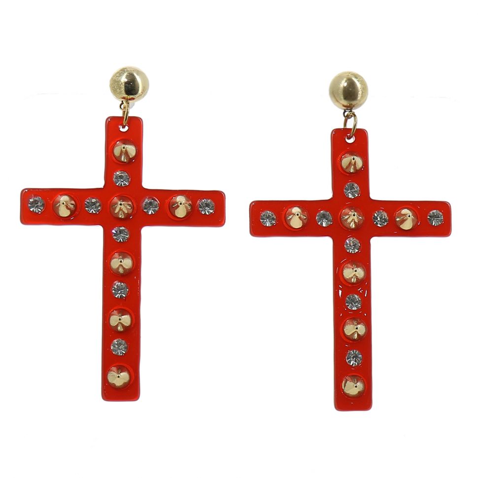 Boucles d'oreilles acrylique,5660 ROUGE-OR