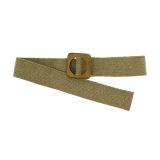 Braided Elastic Waist Belt with Wooden Buckle, Made in France, CHARLOTTE