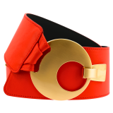 Women's wide genuine leather belt with a round cross buckle SOLAINE