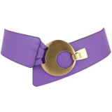 Women's wide genuine leather belt with a round cross buckle SOLAINE