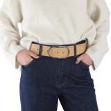 Ceinture femme en Cuir Véritable LWG, largeur 5 cm, fabriqué en France, Maura