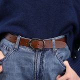 Cinturón para mujer de 3 cm de ancho, cuero italiano auténtico, HENRIETTA, Fabricado en Francia