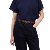 Cinturón de 2 cm cuero italiano genuino para las mujeres, LINDA