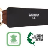 Women's wide genuine leather belt with a round cross buckle SOLAINE