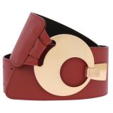 Women's wide genuine leather belt with a round cross buckle SOLAINE