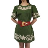 Ceinture en Cuir véritable large femme boucle ronde croisé SOLAINE