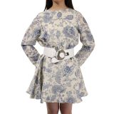 Women's wide genuine leather belt with a round cross buckle SOLAINE